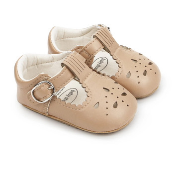 Принцеса Обувки за бебета и момичета Сладки мокасини от ПУ кожа с издълбана мека подметка Гумени плоски обувки Новородени обувки за първа проходилка Неплъзгащи се обувки