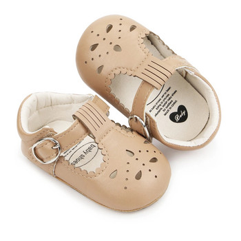 Princess Baby Girls Παπούτσια Χαριτωμένα μοκασίνια PU Δερμάτινα με κούφια μαλακή σόλα Flats από καουτσούκ Παπούτσια Newborn First Walker Αντιολισθητικά παπούτσια