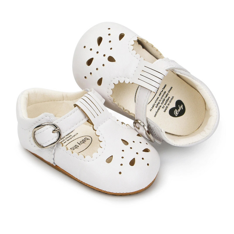 Princess cipele za djevojčice Slatke mokasinke od PU kože s izdubljenim mekim potplatom Gumene ravne cipele za novorođenčad Prve cipele za hodanje koje se ne kližu