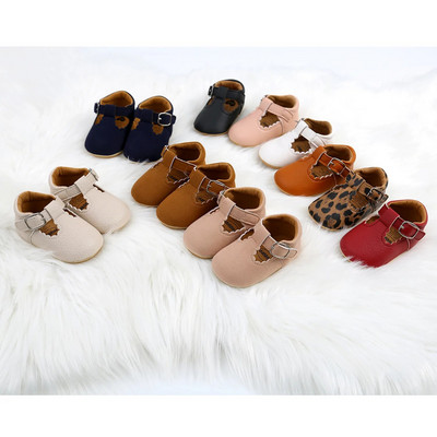 0-18M Бебешки момичета Ретро кожени обувки 10 цвята Прохождащи деца Гумена подметка Противоплъзгащи се Първи проходилки Мокасини за новородени