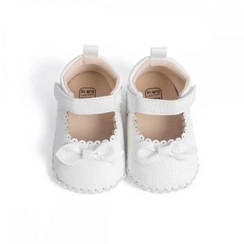 Пролет Есен Нови обувки за малко дете Обувки за принцеса с лък за новородено момиче Сладки Pu бебешки ежедневни обувки Противоплъзгащи се гумени подметки 0-18M