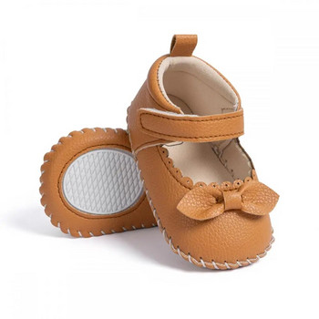 Пролет Есен Нови обувки за малко дете Обувки за принцеса с лък за новородено момиче Сладки Pu бебешки ежедневни обувки Противоплъзгащи се гумени подметки 0-18M