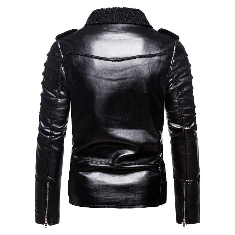 Vīriešu ziemas Bieza Silta Flīsa Ādas Jaka Mētelis Jauns Vīriešu Motor Biker Mākslīgās PU jakas Virsdrēbes Ikdienas militārie vīriešu mēteļi S-5XL