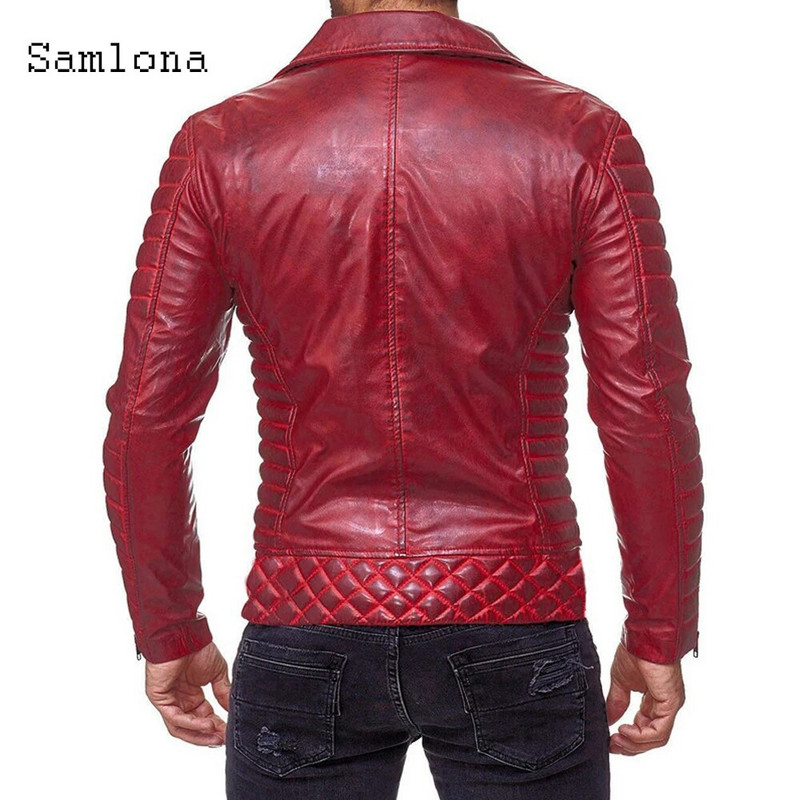 Jachete din piele PU pentru bărbați, toamnă, ocazională, pentru motociclete, roșu, negru, haine din piele artificială, pardesiu cu fermoar, haine pentru bărbați