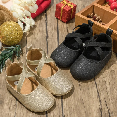 New Baby Shoes Baby Girl Shoes Bling Princess Gold toddler Shoes Anti-slip Flat Rubber Sole Newborns First Walkers Infant Shoes