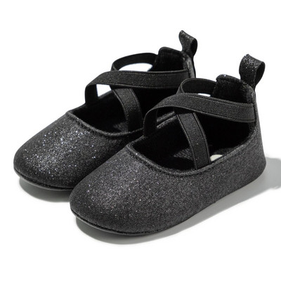 Pantofi noi pentru bebeluși Pantofi pentru fetiță Bling Princess Aur Pantofi pentru copii mici Anti-alunecare Talpă plată din cauciuc Nou-născuți First Walkers Pantofi pentru sugari