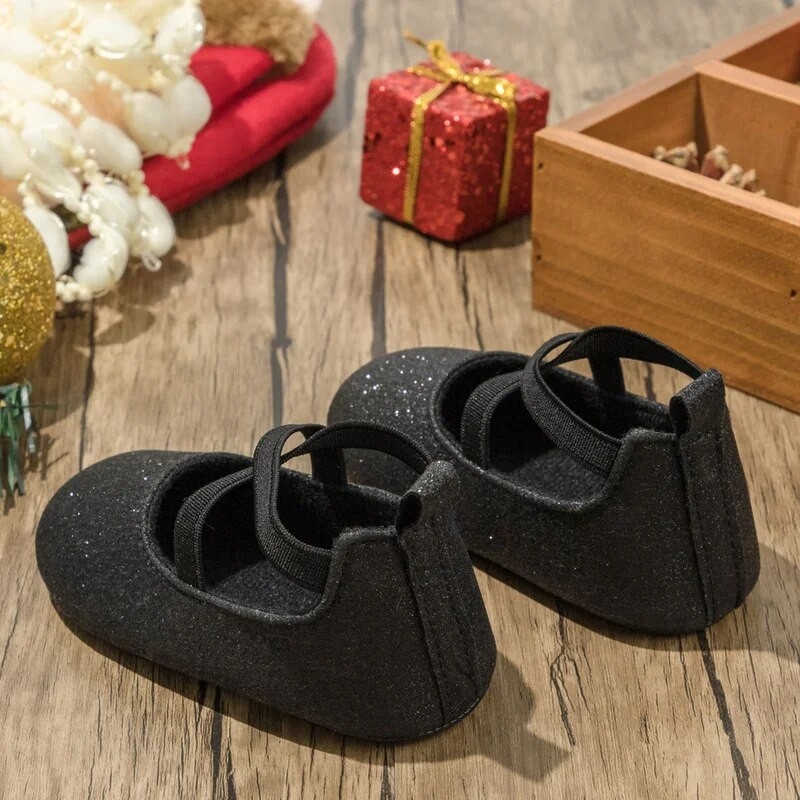 Pantofi noi pentru bebeluși Pantofi pentru fetiță Bling Princess Aur Pantofi pentru copii mici Anti-alunecare Talpă plată din cauciuc Nou-născuți First Walkers Pantofi pentru sugari