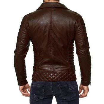 LIONJUMP Мъжки готини мотоциклетни кожени якета Мъжки тънки якета с цип от изкуствена кожа Палта Палта с цип, голям размер, поларено яке
