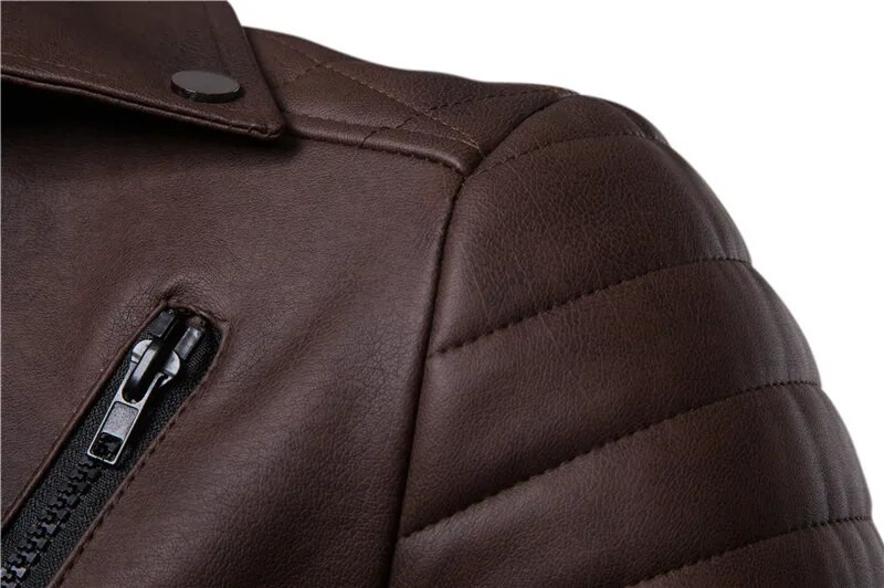 LIONJUMP Muške cool motociklističke kožne jakne Muške tanke jakne s patentnim zatvaračem od umjetne kože Kaputi jakna s patentnim zatvaračem veće veličine Flis jakna