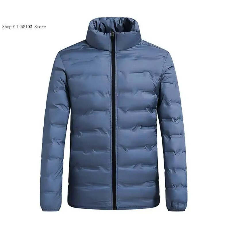 Jachetă groasă de pluș pentru bărbați, neagră de iarnă, rezistentă la vânt, jachetă ușoară din puf, ocazională, la modă și caldă