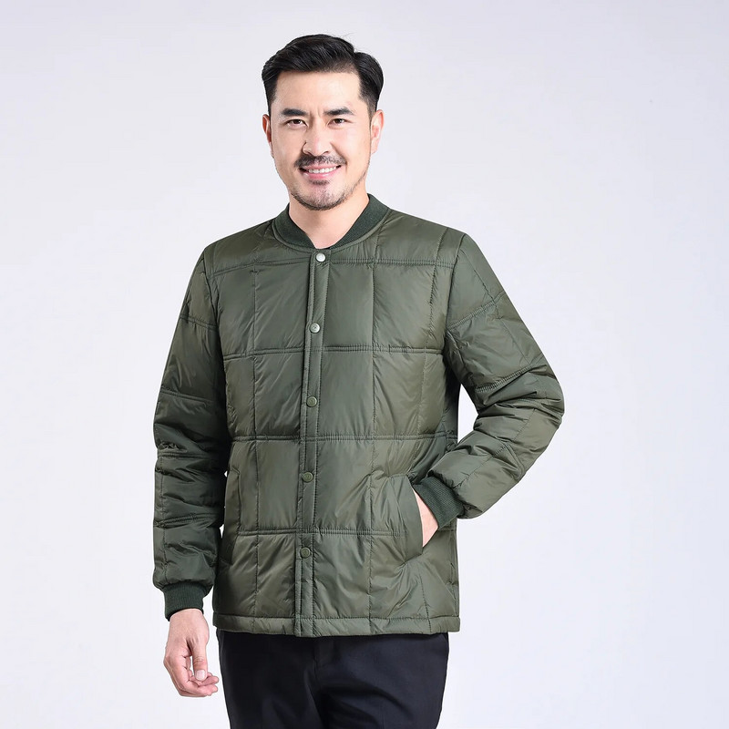 Jachetă de puf ușoară pentru bărbați Jachetă de puf de iarnă cu guler în picioare Jachetă puf caldă cu mânecă lungă Transport cu ridicata Negru Albastru Gri