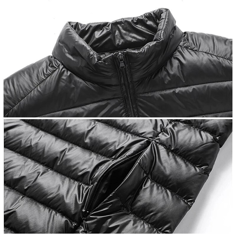 Toamnă Iarnă Nouă jachetă ultra ușoară din puf de rață alb pentru bărbați, impermeabilă, ocazională, în aer liber, portabilă, ușoară, căptușită