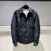 Cămașă de iarnă devreme 2023 Jachetă ușoară din puf, la modă, cămașă pentru bărbați cu flori de caju luminoase