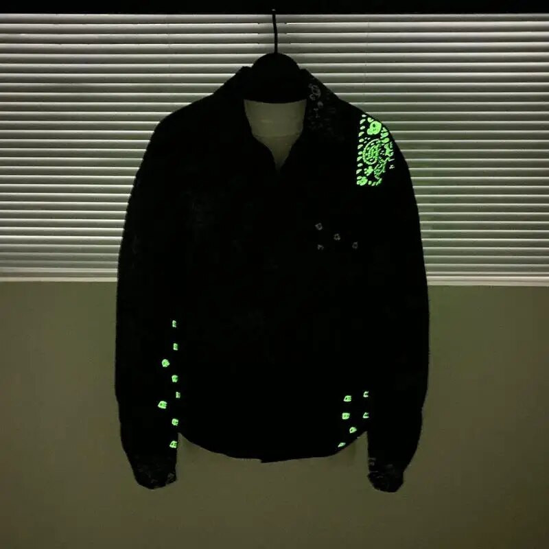 Cămașă de iarnă devreme 2023 Jachetă ușoară din puf, la modă, cămașă pentru bărbați cu flori de caju luminoase