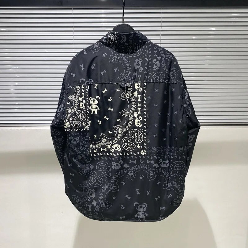 Cămașă de iarnă devreme 2023 Jachetă ușoară din puf, la modă, cămașă pentru bărbați cu flori de caju luminoase