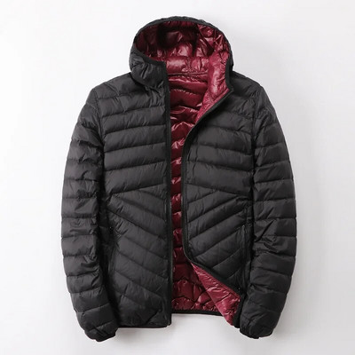 Jachetă de puf pentru bărbați cu puf cu glugă Jachetă de puf ultra ușoară bărbați toamnă iarnă parka cu pene dublă