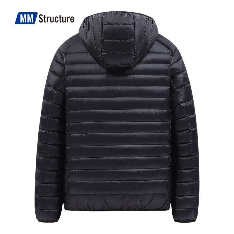 Jachetă ușoară de puf pentru bărbați, care se împachetează, rezistentă la apă și la vânt, respirabilă, de mari dimensiuni