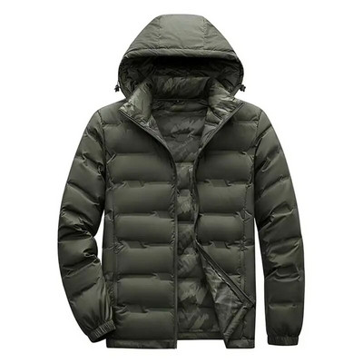 Χειμερινά νέα ανδρικά πουπουλένια μπουφάν Λούτρινα ελαφριά ζεστά παλτό Ανδρικά άνετη κλειδαριά με κουκούλα Αντιανεμικά πουπουλένια μπουφάν Μόδα Casual ανδρικό