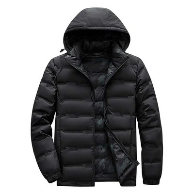 Χειμερινά νέα ανδρικά πουπουλένια μπουφάν Λούτρινα ελαφριά ζεστά παλτό Ανδρικά άνετη κλειδαριά με κουκούλα Αντιανεμικά πουπουλένια μπουφάν Μόδα Casual ανδρικό