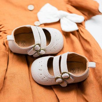 KIDSUN Бебешки първи обувки за малко дете Ежедневни обувки за новородено за ходене с двойна катарама Едноцветни обувки за принцеса с меко дъно 0-18 месеца