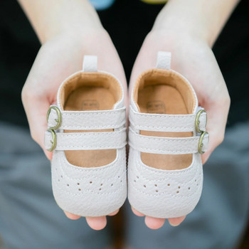 KIDSUN Бебешки първи обувки за малко дете Ежедневни обувки за новородено за ходене с двойна катарама Едноцветни обувки за принцеса с меко дъно 0-18 месеца
