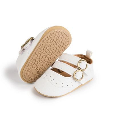 KIDSUN Pantofi pentru primul copil pentru nou-născut Pantofi de mers ocazional cu cataramă dublă Culoare uni Fund moale Pantofi prințesă 0-18 luni