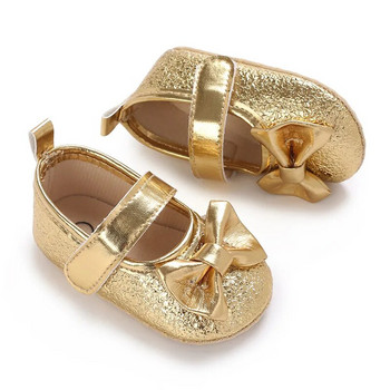 Бебешки обувки от полиуретан за момиченце Златни, сребърни Bling Bling Бебешки обувки на принцеса Бебешки обувки с мека подметка Обувки за малко момиченце Първи проходилки