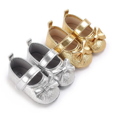Pantofi pentru fetiță din PU Aururi argintiu Bling Bling Bling Pantofi pentru bebeluși pentru bebeluși cu talpă moale Pantofi pentru fetiță pentru copii Primii plimbări