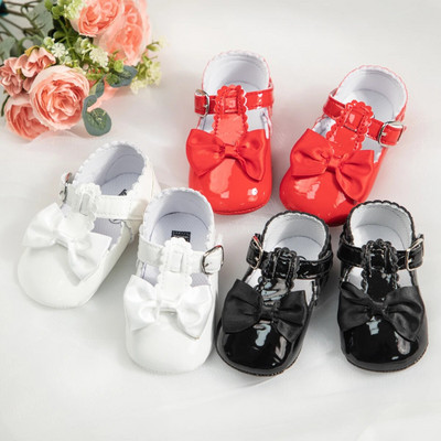 KIDSUN zīdaiņu apavi Klasiski meiteņu apavi zīdaiņu mazuļiem Princeses kleita PU Neslīdoša plakana, mīksta zole, bantīte, pirmie staigulīši jaundzimušajiem