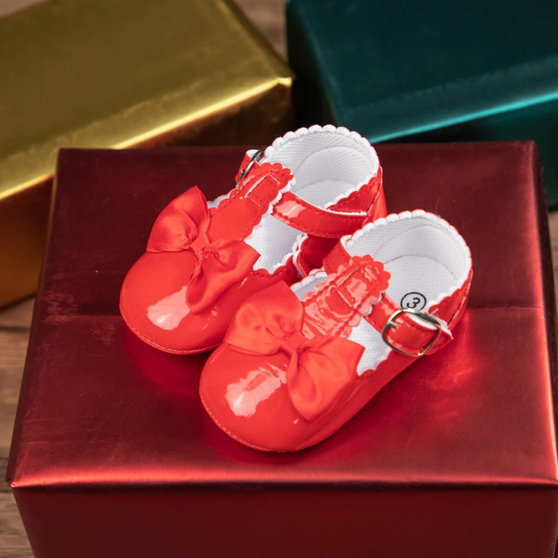 KIDSUN Pantofi pentru bebeluși Pantofi clasici pentru fetiță Rochie de prințesă pentru copii mici PU Anti-alunecare Talpă moale Cu fundă-nod Primii plimbări Nou-născut