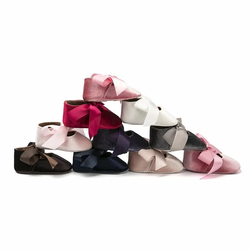 Cipelice za djevojčice, princeze za malu djecu, neklizajuće, ravne, mekane potplate, pamučne gume, dječji krevetić, lijepi leptir-čvorovi, prvi hodači za bebe 0-18 m