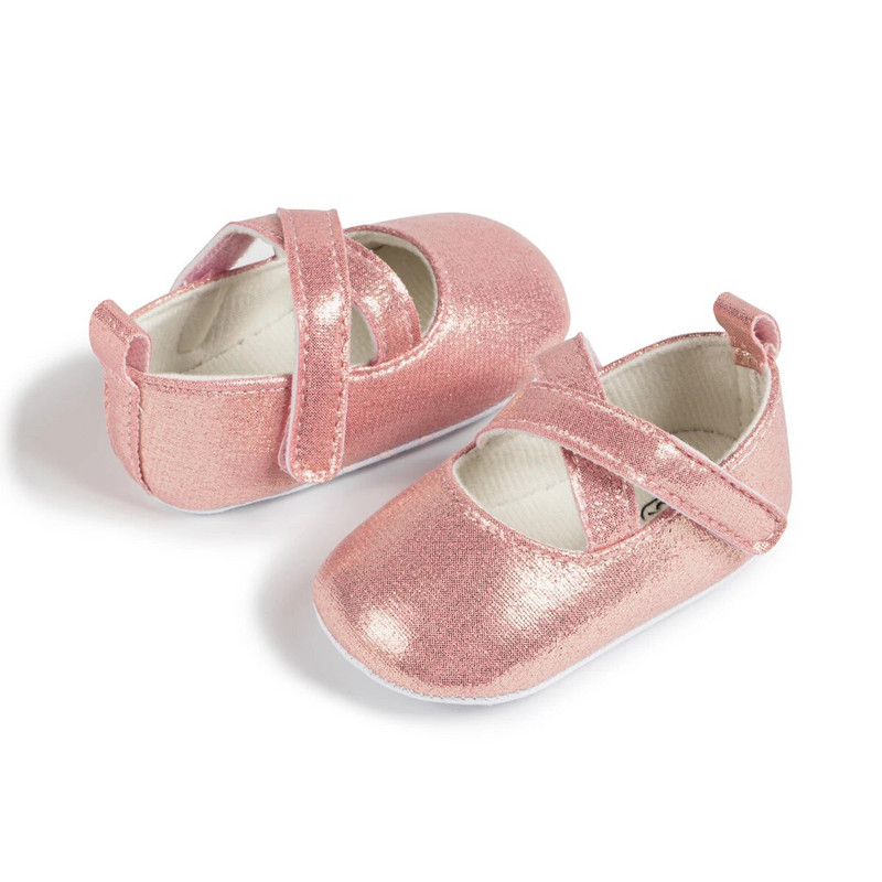 KIDSUN Nove cipele za princeze za djevojčice PU s križnim remenom za malu djecu Pamučni potplat Protuklizne cipele za prvo hodanje za dječji krevetić 0-18 mjeseci