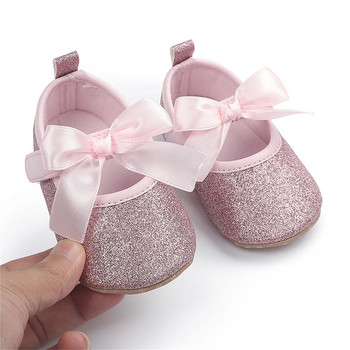 2024 Toddler Kids Infant Girls Soild Color Bowknot Princess Shoes Soft Sole The Floor Bose Non Slip First Walkers