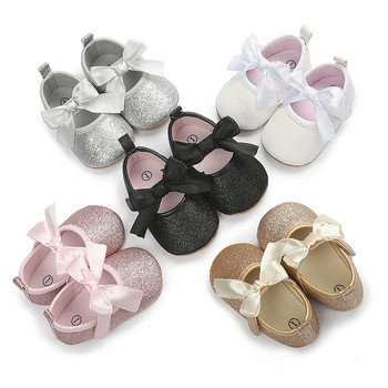 2024 Toddler Kids Infant Girls Soild Color Bowknot Princess Shoes Soft Sole The Floor Bose Non Slip First Walkers