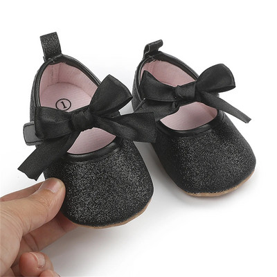 2024 Toddler Kids Infant Girls Soild Colour Bowknot Princress Shoes Soft Sole The Floor Barefoot Non Slip First Walkers