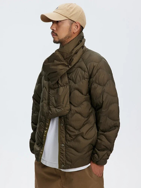 Jachetă retro ușoară din puf Bărbați, Femei, în aer liber, impermeabilă, rezistentă la frig, haină caldă, iarnă, lejeră, parka cu eșarfă.