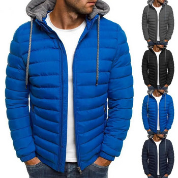 Страхотно мъжко палто Топло против свиване Свободно подплатено едноцветно зимно палто Пухено палто Издръжливо