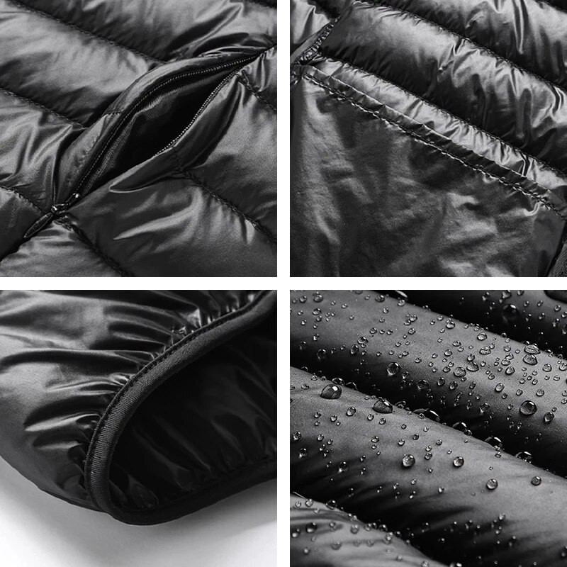 Jachetă din puf de rață pentru bărbați, pentru toate anotimpurile, ultra ușoară, pliabilă, pentru bărbați, rezistentă la apă și vânt, cu respirație, haină pentru bărbați