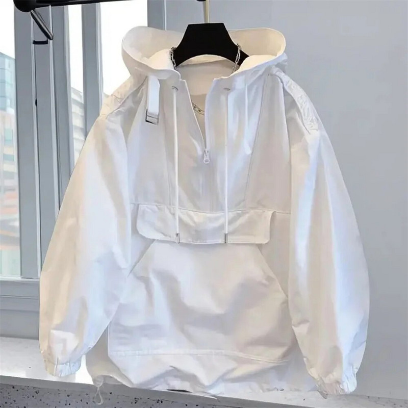 Brand de modă coreeană îmbrăcăminte cupluri jachetă pentru bărbați cu design de vânt ocazional haină largi Trend primăvară și toamnă haină încărcată cu glugă