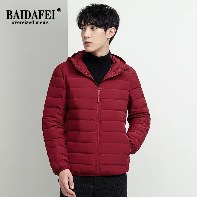 BAIDAFEI Jachetă pentru bărbați, ușoară, rezistentă la apă, ambalabilă, cu puf, toamnă, iarnă 2021