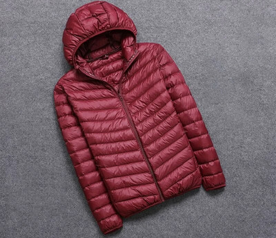 Jachetă de puf pentru bărbați, 5XL, pentru toate anotimpurile, ultra ușoară și respirabilă, cu puf de rață albă Jachetă caldă cu glugă