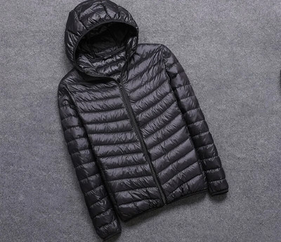 Jachetă de puf pentru bărbați, 5XL, pentru toate anotimpurile, ultra ușoară și respirabilă, cu puf de rață albă Jachetă caldă cu glugă