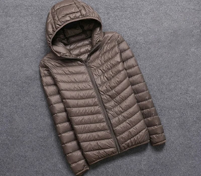 Jachetă de puf pentru bărbați, 5XL, pentru toate anotimpurile, ultra ușoară și respirabilă, cu puf de rață albă Jachetă caldă cu glugă