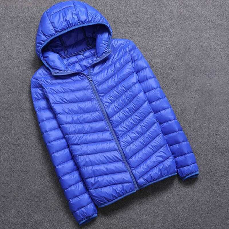 Jachetă de puf pentru bărbați, 5XL, pentru toate anotimpurile, ultra ușoară și respirabilă, cu puf de rață albă Jachetă caldă cu glugă