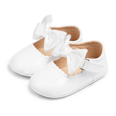 KIDSUN Pantofi pentru fetiță Bebeluș nou-născut Primul plimbător Pantofi pentru pătuț pentru copii mici PU Anti-alunecare Rochie cu fundiță Pantofi prințesă