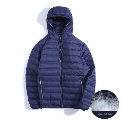 férfi rövid könnyű kabát 2023 téli új stílusú molett férfi könnyű kabát Casual Hooded Duck Down Könnyű felső