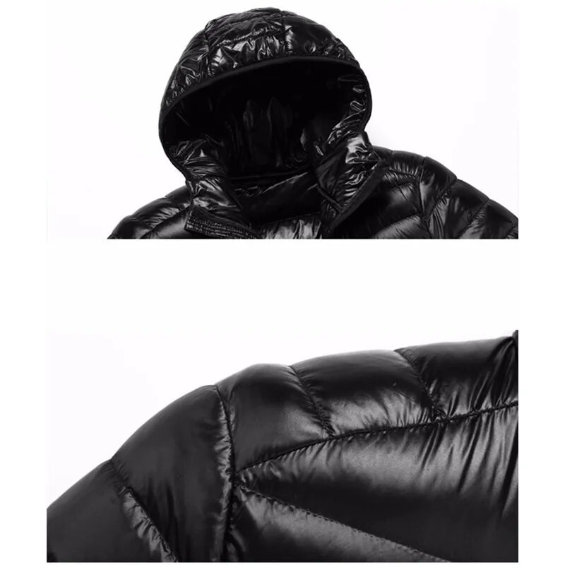 Moda de primăvară și toamnă Boutique de moda alb din puf de rață, culoare uni, ușoară, pentru bărbați, ocazional cu glugă, jachetă pentru bărbați.