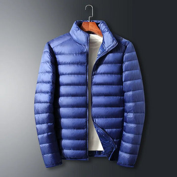 Есенно-зимно мъжко леко пухено яке Модно едноцветно ежедневно универсално яке със стояща яка Спортно на открито Топло палто