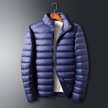 Есенно-зимно мъжко леко пухено яке Модно едноцветно ежедневно универсално яке със стояща яка Спортно на открито Топло палто