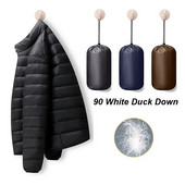 Jachetă ușoară de puf de toamnă iarnă nouă, la modă pentru bărbați, scurtă, ultra-subțire, ușoară, pentru tineret, subțire, jachete de puf 90 puf de rață alb